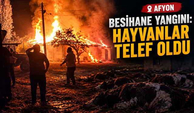 Afyon’da besihane yangını: Hayvanlar telef oldu