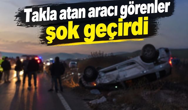 Takla atan aracı görenler şok geçirdi