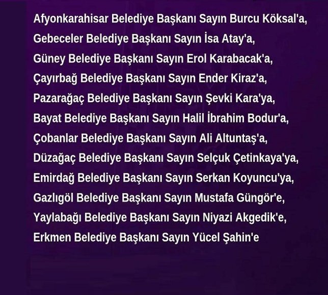 AFYOK TEŞEKKÜR ETTİ