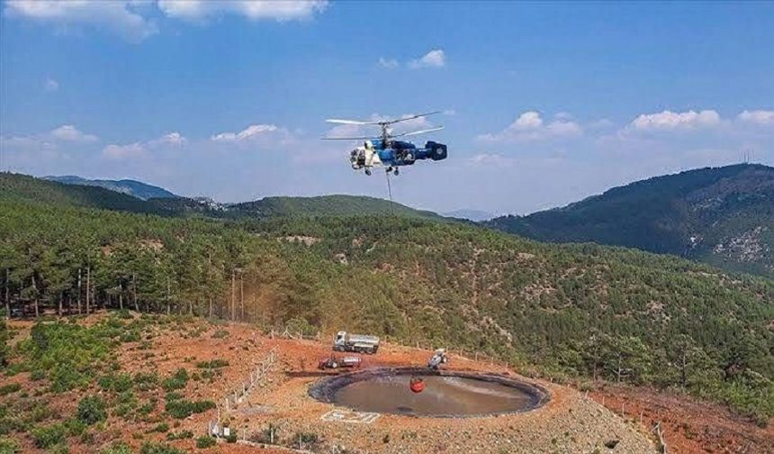Bayat’ta helikopter destekli yangın havuzu kuruldu