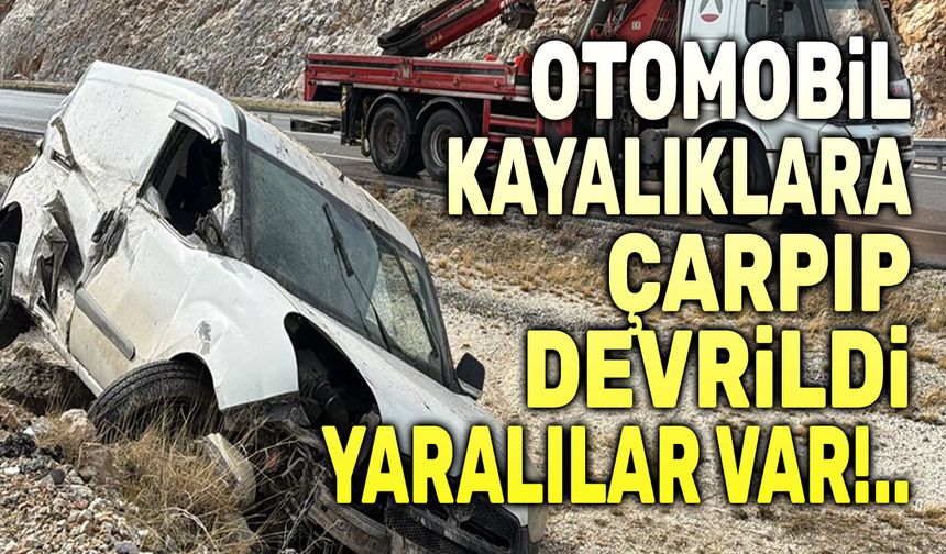 Otomobil kayalıklara çarpıp devrildi, yaralılar var
