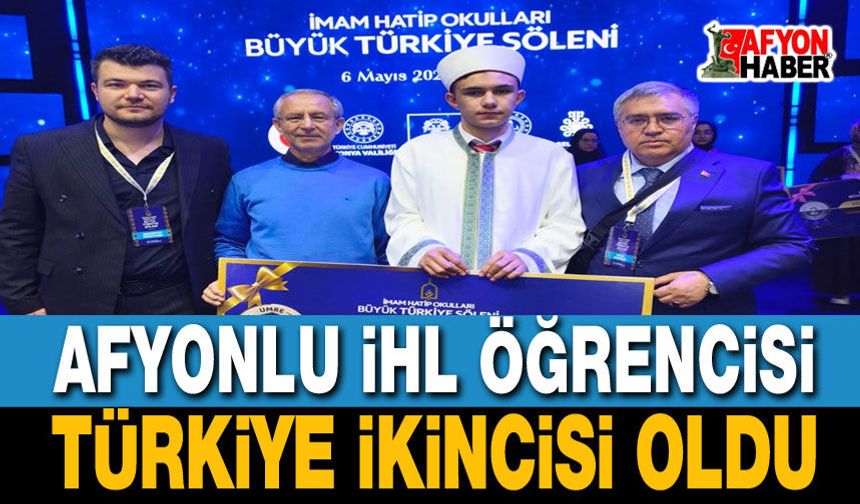 Afyonlu öğrenci Türkiye ikincisi oldu