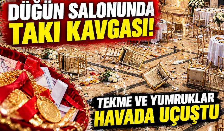 Düğün salonunda takı kavgası! Tekme ve yumruklar havada uçuştu