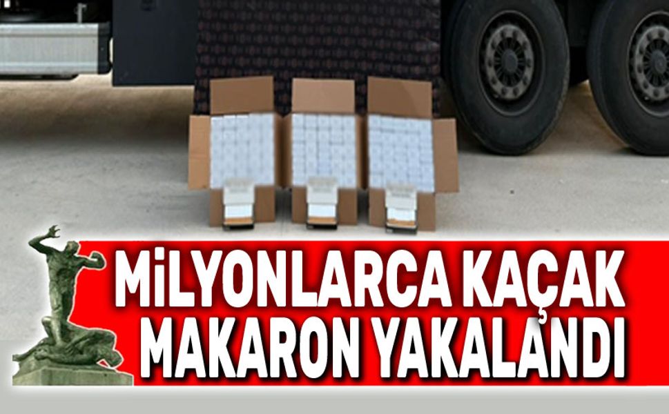 Tırda milyonlarca kaçak makaron yakalandı