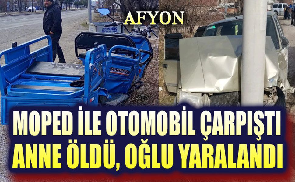 Afyon'da moped ile otomobil çarpıştı