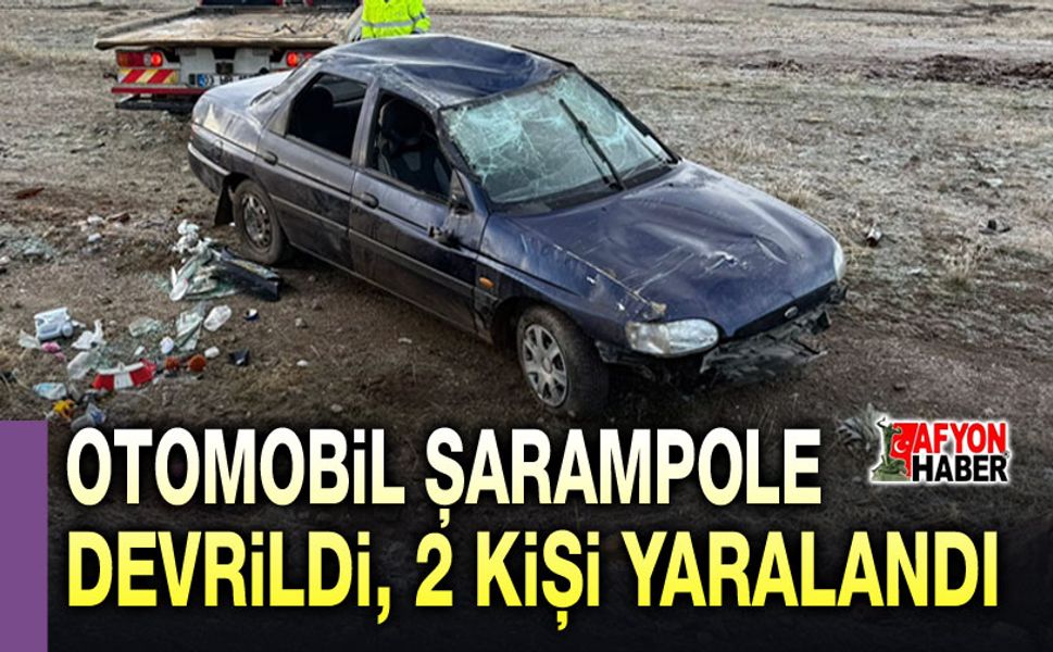 Afyon'da otomobil şarampole devrildi, 2 kişi yaralandı