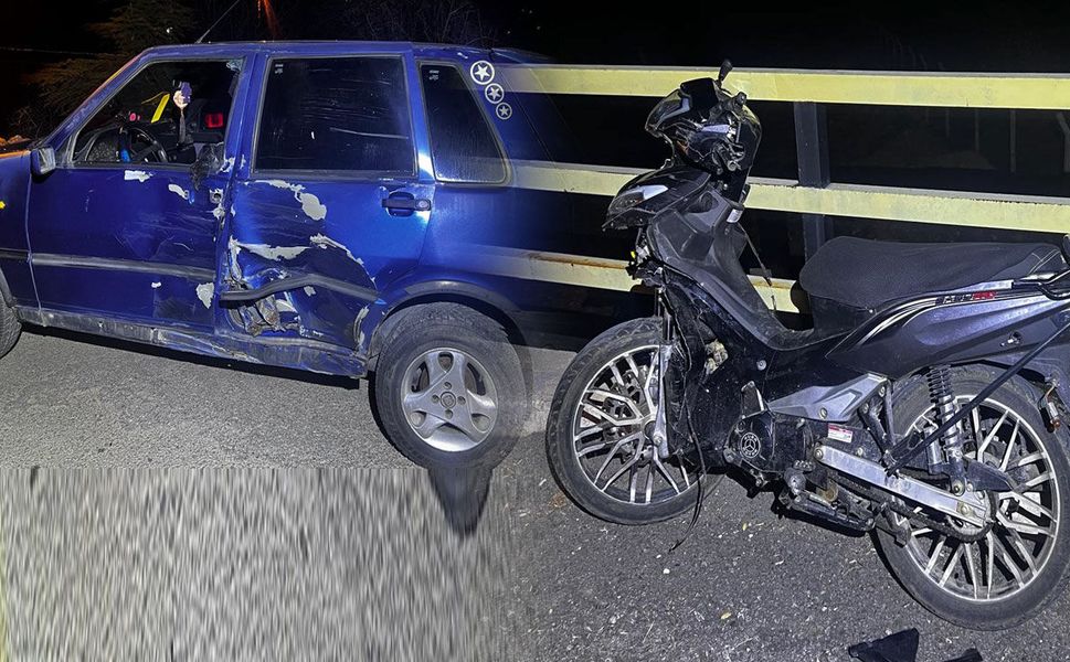 Motosiklet otomobil çarpıştı, 2 yaralı