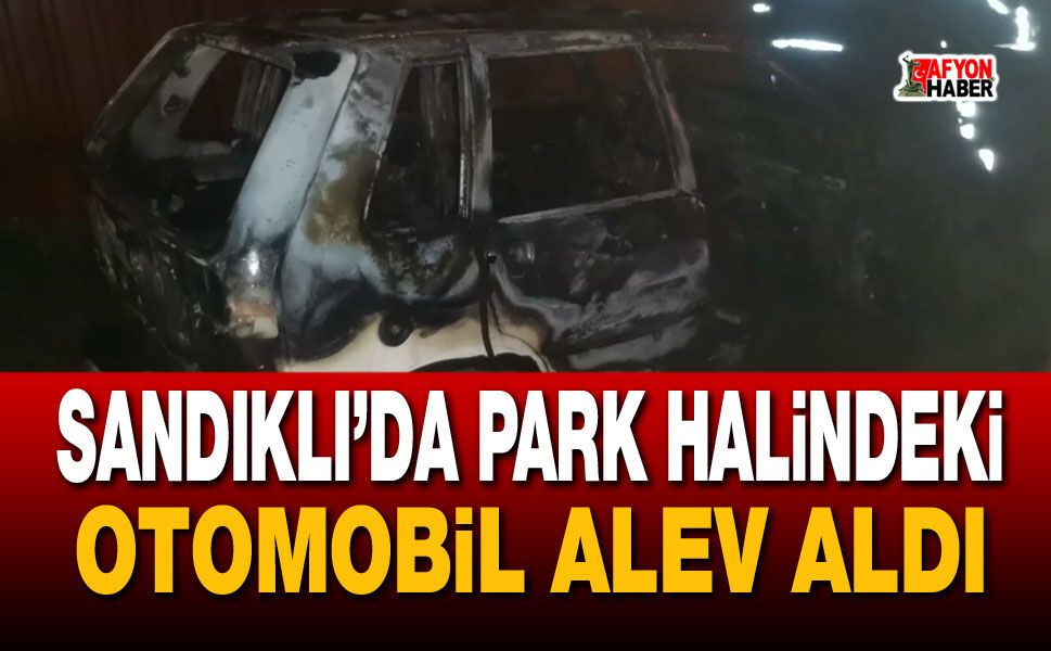 Sandıklı'da park halindeki otomobil alev aldı