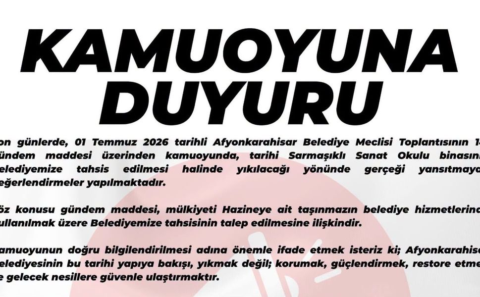Afyon Sanat Okulu Restore Edilecek