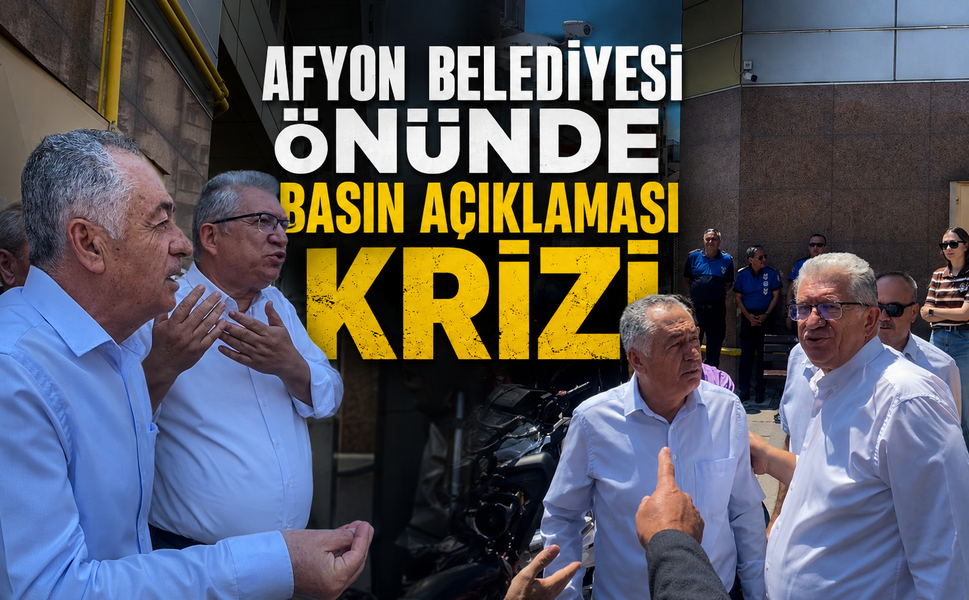 Afyon Belediyesi önünde basın açıklaması krizi