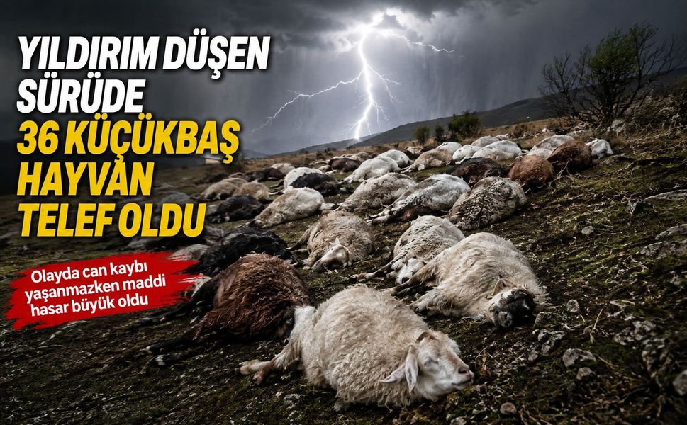 Yıldırım düşen sürüde 36 küçükbaş hayvan telef oldu