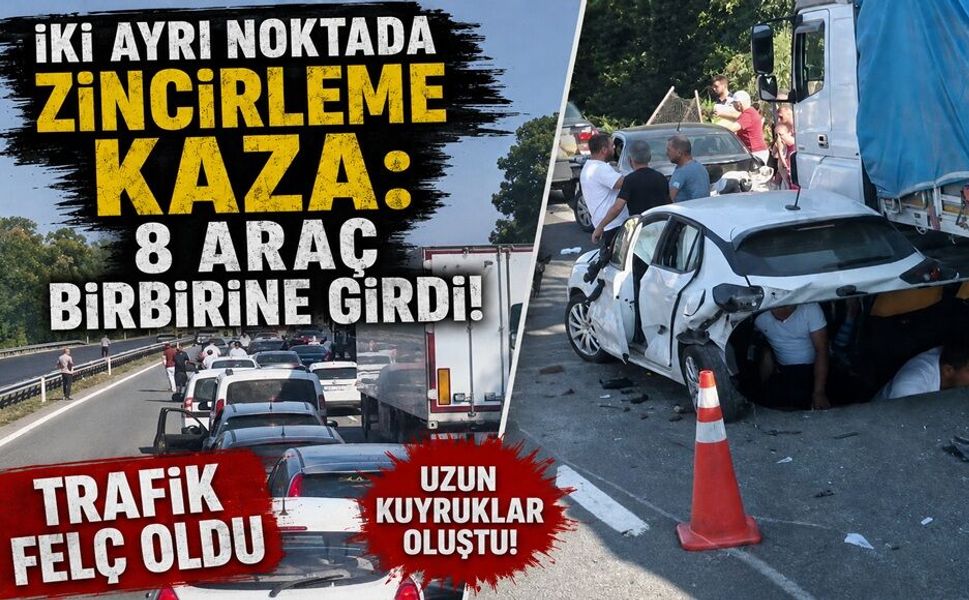 İki ayrı noktada zincirleme kaza: 8 araç birbirine girdi!