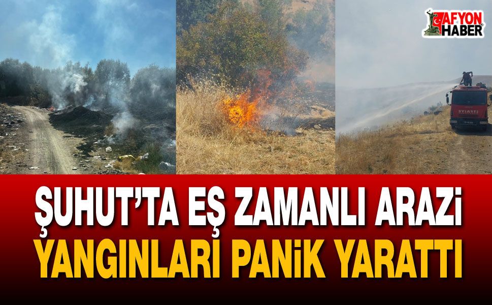 Afyon'da eş zamanlı arazi yangınları panik yarattı