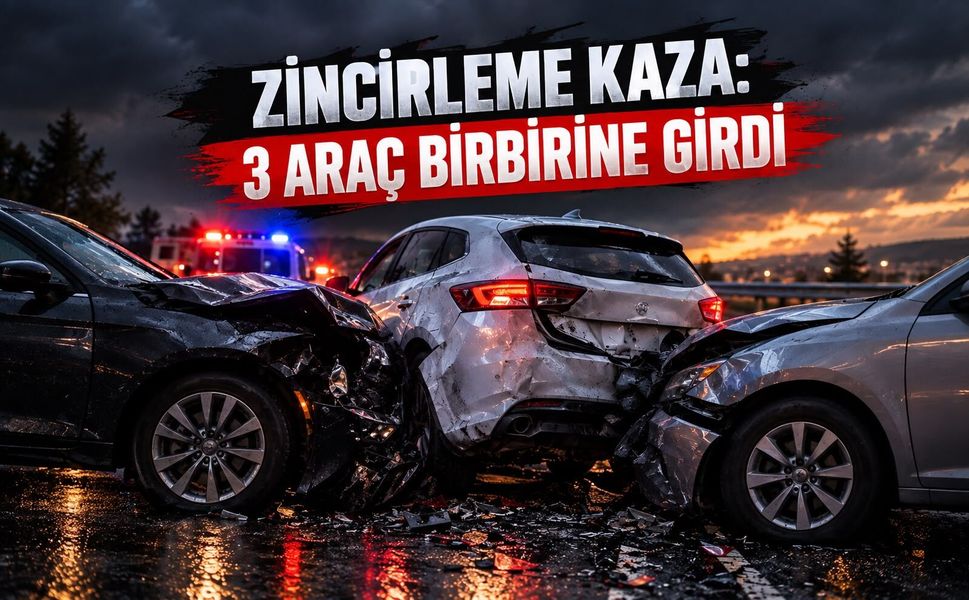 Zincirleme kaza: 3 araç birbirine girdi