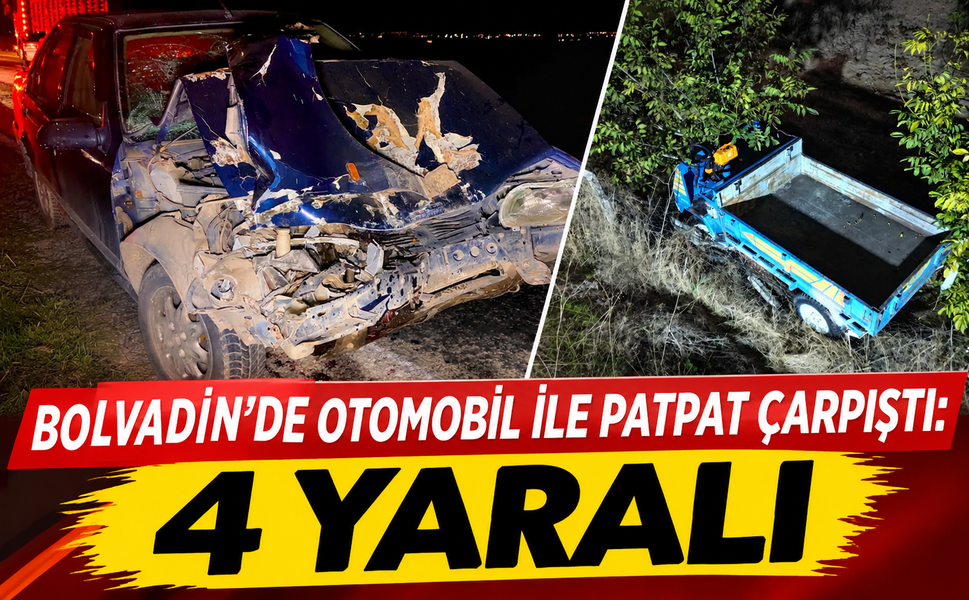 Bolvadin'de Otomobil ile Patpat Çarpıştı: 4 Yaralı