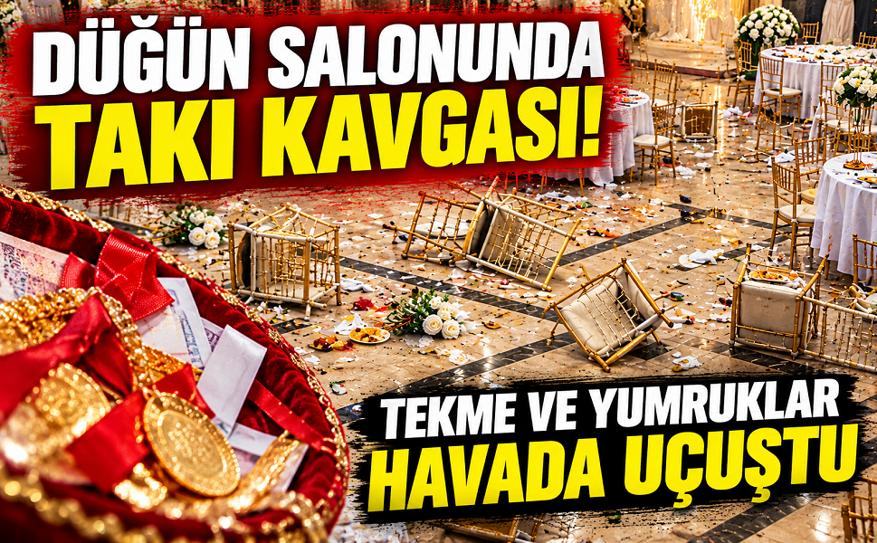 Düğün salonunda takı kavgası! Tekme ve yumruklar havada uçuştu