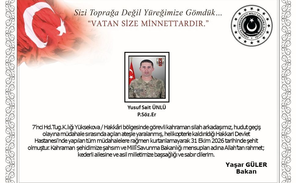 Hakkari'den acı haber: 1 asker şehit oldu